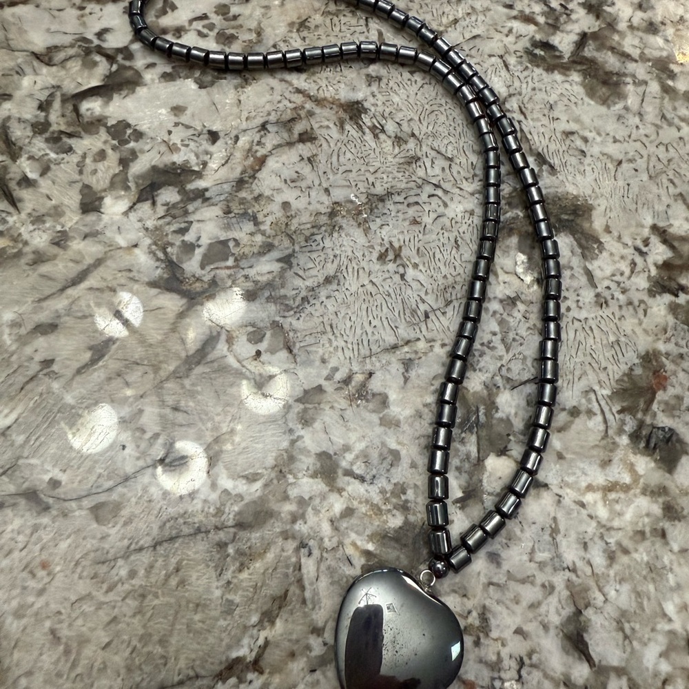 Hematite Heart Necklace